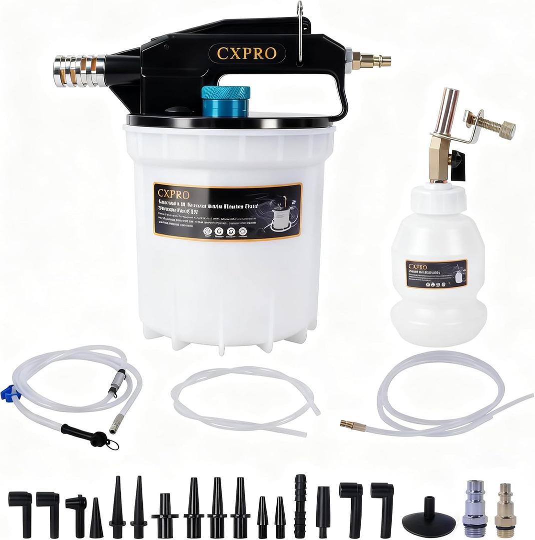 24PCS Brake Bleeder Kit, Vacuum Brake Bleeder Kit with 2L Brake Fluid Extractor and 1L Refilling Bottle, Pressure Clutch Bleeder Kit with 19 Adapters