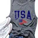 INEOYIYA American Flag Patriotic Tank Tops Women 4th of July Tank Stars Stripes Graphic Summer Sleeveless Vest Shirt, XL, Grey