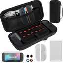 Lyvix Carrying Case for Nintendo Switch 2, Hard Shell Travel Bag with 12 Game Cartridge Holders, Accessories Kit: Clear Case, Screen Protector, Cables, Joystick Caps & Joy-Con Skins (Black)