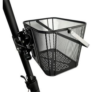 Scooter Basket Extra Large 130lb Loading Capacity Removable Front basket for Man Adult with Water Holder Heavy Duty Quick Release Iron Mesh Basket with Handle Easy Assembly & Portable
