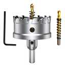 ASNOMY Tungsten Carbide Tipped Hole Saw Drill Bit for Hard Metal, 2-9/16 Inch T.C.T Hole Saw Cutter with 2pcs Pilot Drill bit for Metal, Stainless Steel, Iron, Wood, Plastic