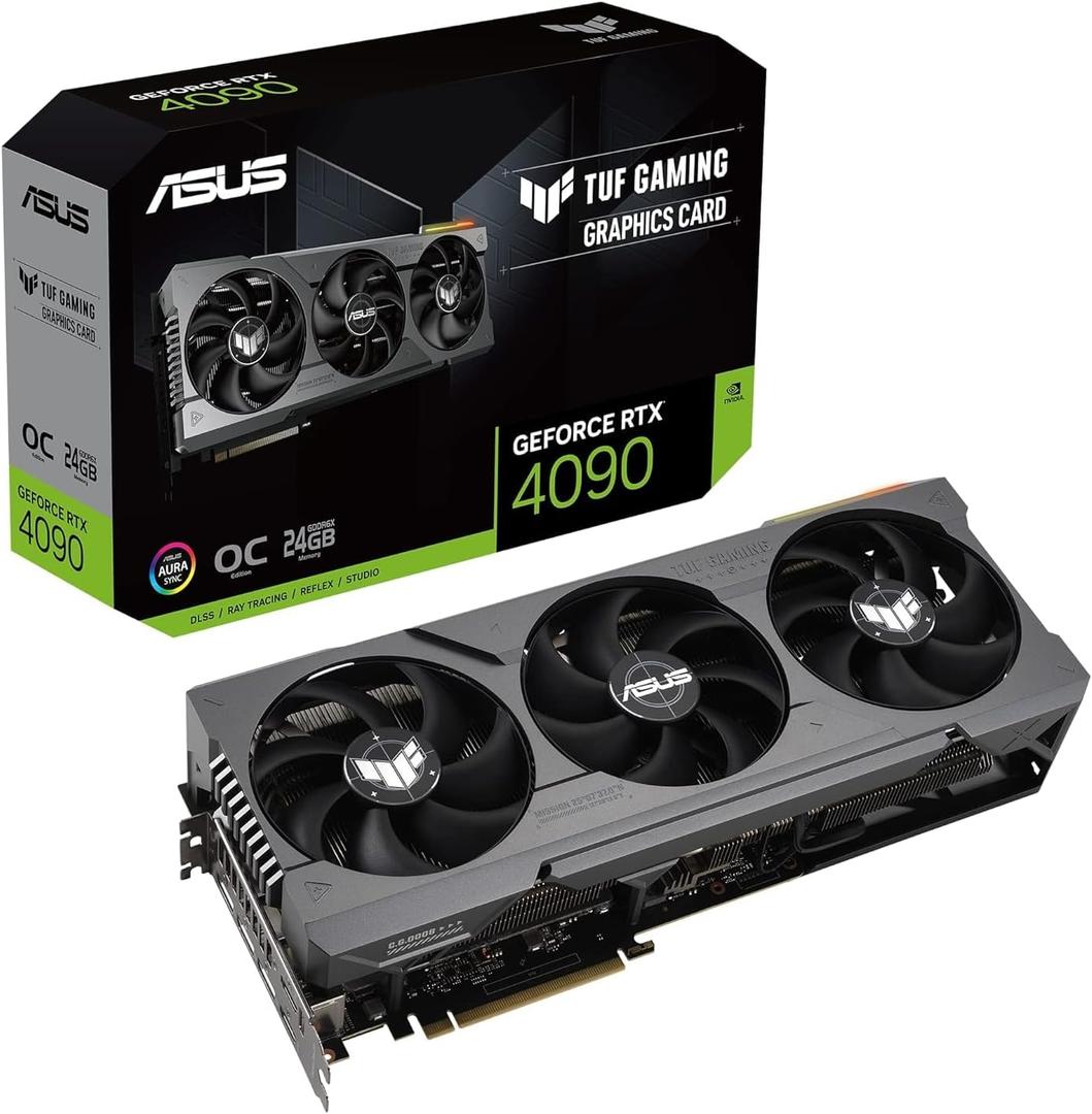 ASUS TUF GeForce RTX 4090 OC Edition Gaming Graphics Card (PCIe 4.0, 24GB GDDR6X, HDMI 2.1a, DisplayPort 1.4a)