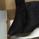 Coutgo Womens Low Kitten Heel Ankle Boots Pointed Toe Booties Side Zipper Fall Shoes (10, Black)