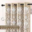 Beige Damask Curtains 63 Inch Length 2 Panels Room Darkening Curtains Retro Medallion Print Drapes Grommet Energy Saving Medieval Country Double-side Use Window Treatment for Bedroom Office, 52x63