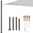 12ft Sun Shade Sail Pole - 3" Diameter Outdoor Sunshade Sail Post Support Awning Canopy Heavy Duty Metal Pole Kit for Patio Garden Deck Playground Backyard - Thickness 2.0mm 1pack