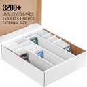 2 Pack Cardboard Card Storage BoxBulk Card Storage Box4 Row 3200 Count Trading Card Storage Box Cardboard, Bulk Trading Card Organizer Box for Sports Baseball TCG and Toploader Cards