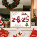 2025 Christmas Handprint Art Craft Kit for Holiday Family Party Activities, 10 Pcs Christmas Crafts Bulk DIY Handprint Card Making, Handprint Keepsake Gift for New Mom Dad Grandma Grandpa