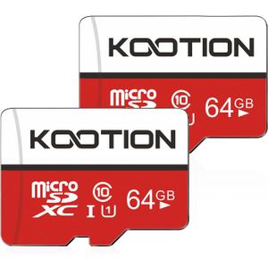 KOOTION 64GB Micro SD Card 2 Pack, Micro SDXC Memory Card Class 10 Micro SD Cards UHS-I, C10, U1, High Speed TF Flash Card with Adapter