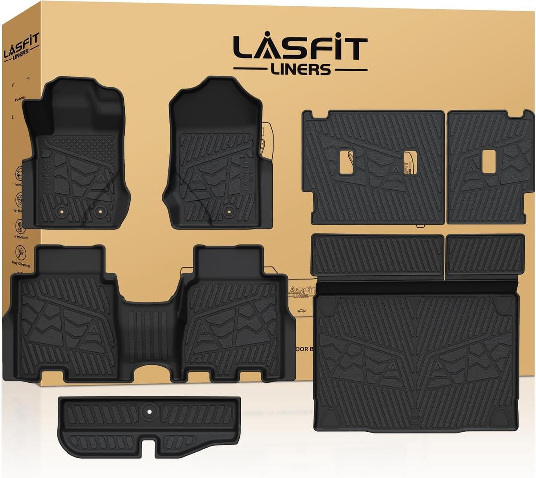 LASFIT Floor Mats+Cargo Liner+Backrest Mat+Underfloor Storage Mat for 2021-2026 Ford Bronco 4-Door Carpet Flooring TPE All Weather Protector Waterproof Trunk Liner Back Seat Cover, Combo Set