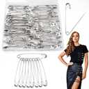 100 PCS 3 Inch Large Safety Pins for Clothes, Big Heavy Duty Safety Pins, Rust-Resistant Nickel Plated Steel Clothing Pin for Clothes Sewing Craft