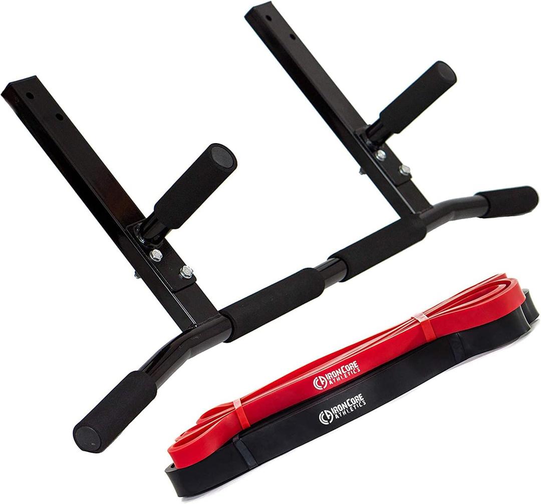 Joist Mount Pull Up Bar with Pull Up Assistance Bands - Commercial Gym Quality Pullup Bar with 41" Loop Exercise Pull-Up Assist Bands