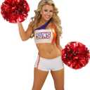 TTSAM 4 Pack (2 Pair) Metallic Foil Cheerleader Pom Poms & Plastic Ring Cheer Poms with Baton Handle Cheerleading Pompoms for Sports Party Dance Team Accessories Cheering Squad Spirit (Red & Silver)