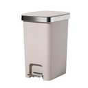 Step Trash Can with Soft-Close Lid 4 Gal, Foot Pedal & Press Open, Plastic Rectangular Garbage Can, Slim Waste Bin with Inner Ring, Bathroom TrashCan with Lid, Small Flip Top Trash Cans (Coffee)