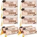 AceOrbit 6 Pcs Class of 2026 Graduation Money Holder Funny Graduation Cash 2026 Wooden Congrats Money Card Holder Gift Idea for Graduate Senior High School College Party Supplies