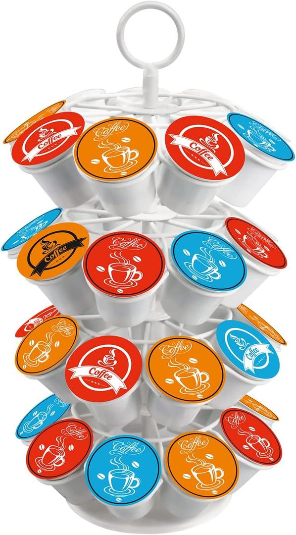 Coffee Pod Carousel Holder,Compatible with K-Cups Organizer Compatible with 36 Cup Pods,Spins 360-Degrees (WHITE)