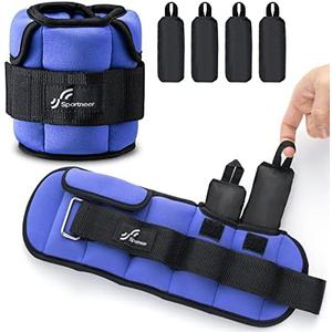 Sportneer Adjustable Ankle Weights for Women and Men：1 Pair 1 2 3 4 6 7 8 10 lbs Upgraded Easily Adjustable Leg Weight, Weighted Wrist Weight Strap for Gym, Fitness, Workout, Walking, Dancing