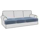 H.VERSAILTEX Stretch Velvet 3 Piece T Cushion Sofa Slipcovers Individually Sofa Cushion Covers for 3 Cushion Couch Seat Cushion Covers for Sofa Seat Cushion Covers Stay with Elastic Bands, Stone Blue
