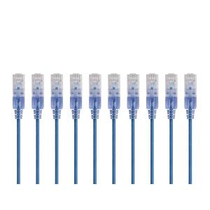 Monoprice Cat6A 6in Blue 10-Pk Patch Cable UTP 30AWG 10G Pure Bare Copper Snagless RJ45 SlimRun Series Ethernet Cable