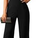 YMDUCH Women's Casual Sleeveless Off Shoulder Wide Leg Long Pant Jumpsuits L