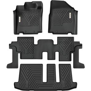 YITAMOTOR All Weather Floor Mats 3 Row Compatible With 2013-2020 Nissan Pathfinder/2013 Infiniti JX35/2014-2020 Infiniti QX60, Unique Black TPE Guard Includes 1st 2nd and 3rd Row Full Floor Liners Set