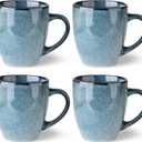 GBHOME Ceramic Coffee Mugs Set of 4, 12oz Stoneware Coffee Mugs Set For Dad Mom Women MEN, Light Weight Ceramic Coffee Cups for Latte/Tea/Beer/Hot Cocoa, Dishwasher & Microwave Safe (Pacific Blue)