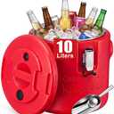 meekoo 10L Large Insulated Ice Bucket for Parties, Double-wall Beverage Bucket with Lid & Scoop, Keeps Champagne, Wine, Beer Chill for Parties Stainless Steel Ice Buckets for Summer Beach Party