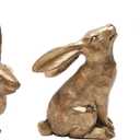DN DECONATION Golden Polyresin Bunny Decor Rabbit Figurines, Easter Bunny Statue Set of 3 for Spring Tabletop Decor