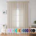 OWENIE Extra Long Sheer Curtains 96 inches Long for Bedroom Living Room, Soft Light Weight Airy Voile Sheer Curtains, Rod Pocket Light Filtering Solid Color Farmhouse Curtains, Each 42Wx96L inch