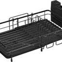 Foldable Dish Drying Rack for Kitchen Counter, Drying Rack Kitchen Sink Organizer, Sink Dish Drainer with Plate Holder, Small Kitchen Dish Strainer & Dish Dryer Organizer, Adjustable 13.7"-22.83"