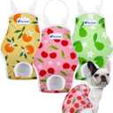 Pet Soft Dog Diapers Female Onesie Sanitary Pantie with Adjustable Suspender, Colorful Pattern Washable Puppy Diapers Female, Super Absorbent Underwear Dog Diaper for Heat (Fruit, L)