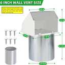 6 Inch Hooded Wall Vent with Screen and Damper,6" Vent Hood Wall Exhaust Vent Cover,Dryer Vent Cover Outside,6"Vent Cover Exterior Wall Vent Cap for Range Hood Kitchen Air Ventilation,Galvanized Steel