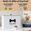 Metal Dog Food Container 15-20 lbs w/ Airtight Bamboo Lid, 70 Cup Capacity