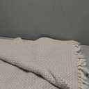 Americanflat 50x60 Throw Blanket - Soft and Breathable Cotton Throw Blanket for Couch, Bed, Chair - Decorative Blankets Perfect for Home, Office, or Outdoor Use - Cream and Beige Birds Eye Design