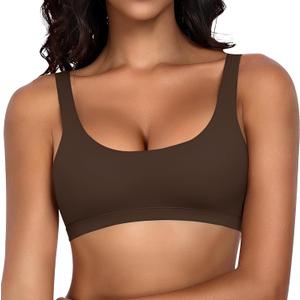 Werkiss Bralettes for Women Natural Lift Wireless Bras No Underwire Light Support Sports Bra (Brown, S)