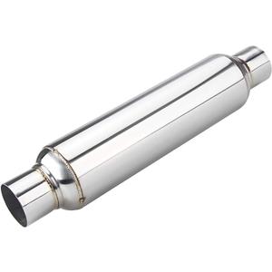 LCGP Universal Muffler 2.5" Inlet & Outlet 19'' Overall Length,Straight Through Design, Stainless Steel Resonator (silver)