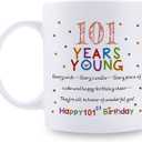 aiyaya 101st Birthday Gifts for Women Men - 101 Years Young Birthday Mug - 101st Birthday Gifts for Grandma Grandpa Mom Dad Friend Sister Brother Uncle Aunt Coworker - 11oz Coffee Mug
