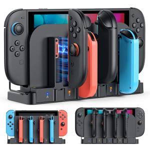 [Switch 1/2 Compatible] FASTSNAIL 9-in-1 Dual-Direction Magnetic Controller Charger for Nintendo Switch 2 2025 & Original & OLED Controller, Fast Charging Dock for Switch 2 Controller Accessories