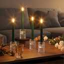 Simplelight Green Flameless Taper Candles with Timer - Battery Operated Advent Wreath Candles, LED Candlesticks, Plastic, H:9 Inch (Green)