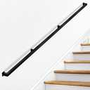 Stair Railing Indoor - Handrails for Stairs, 11ft Black Metal Staircase Hand Rails/Modern Wrought Iron Handrail, Industrial Wall Mounted Handrails Outdoor for Loft Porch Deck