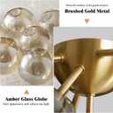 KCO Lighting 7-Lights Mid Century Modern Flush Mount Ceiling Light Overhead Amber Glass Globe Sputnik Chandelier Ceiling Light Fixture Brass Gold Bedroom Living Room Ceiling Lighting