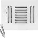 6" X 4" 3-Way AIR Supply Grille - Vent Cover & Diffuser - Flat Stamped Face - White [Outer Dimensions: 7.75"w X 5.75"h]