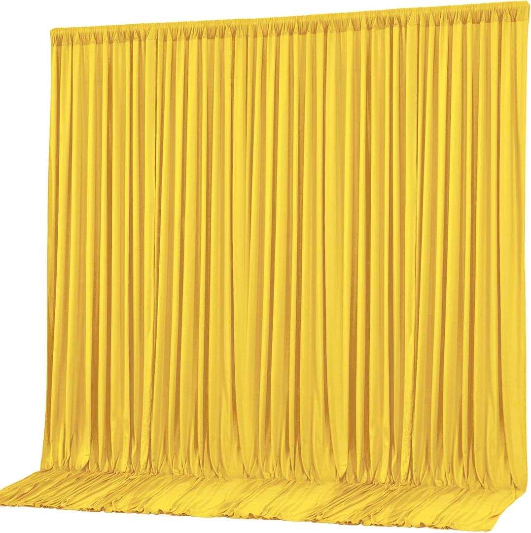 10x10ft Yellow Backdrop Curtain Panels for Parties - Wrinkle Free Polyester Photo Curtain Backdrop Wedding Back Drop Fabric Drapes for Party Decorations Background for Photography, W5' x H10'