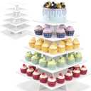 Nuanchu 5 Tier Large White Cupcake Stand for Wedding Christmas, Square