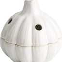 Ceramic garlic keeper with lid terracotta storage container jar saver holder countertop