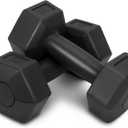 RBX Vinyl Coated Hand Weight Dumbbell Set - Hex Shaped, Roll Free for Body Building/Sculpting/Strength Training Exercise, (Set of 2) (Black), 2LB