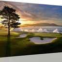 chenchenArt Pebble Beach Golf Course Wall Art Pictures Golf Course Poster Canvas Prints Golf Artwork Wall Decor for Living Room Bedroom Bathroom Home Decorations Framed Ready to Hang(24''H x 36''W)
