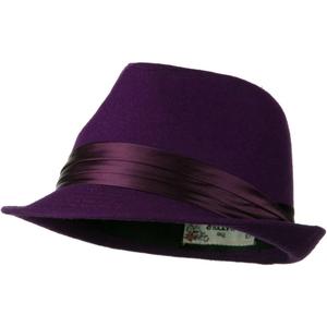 Fedora with Pleated Satin Band - Purple W18S44D (One Size)
