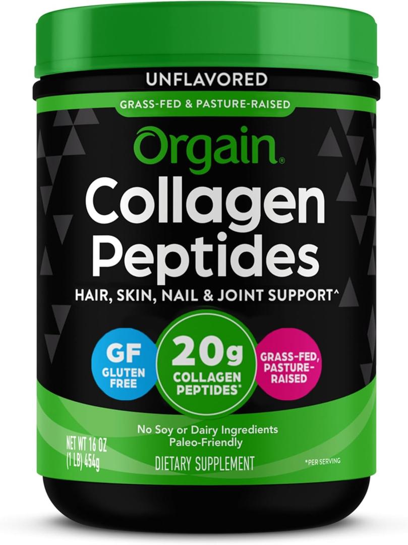 Orgain Hydrolyzed Collagen Peptides Powder For Women & Men, 20g Grass Fed Collagen, Unflavored - Hair, Skin, Nail, & Joint Support Supplement, Paleo & Keto, Non-GMO, Type I and III, 1lb (1 Pound (Pack of 1))