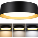 Hisoo LED Flush Mount Ceiling Light, 12.5 inch 30W [375W Equiv] Black with Gold Inside Ceiling Light Dimmable - 3CCT 3000LM Hallway Light Fixtures Ceiling for Bathroom, Bedroom, Kitchen