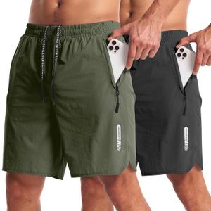 CANGHPGIN 2 Pack Mens Workout Athletic Shorts 7 inch Inseam Quick Dry Hiking Shorts Men Lightweight Sports Gym Shorts Running (Black, XXXL)